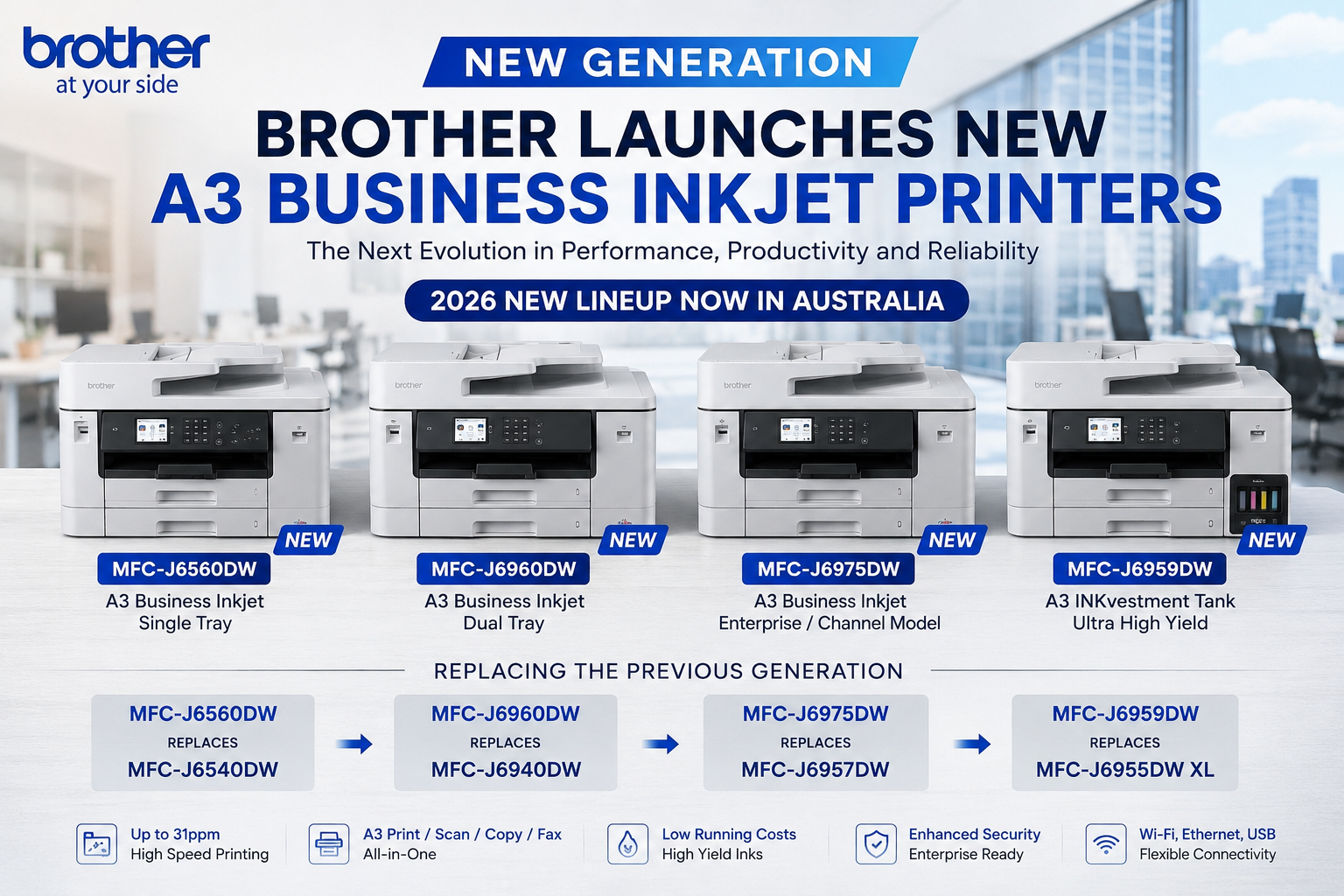 Brother Launches New Generation A3 Business Inkjet Printers in Australia for 2026