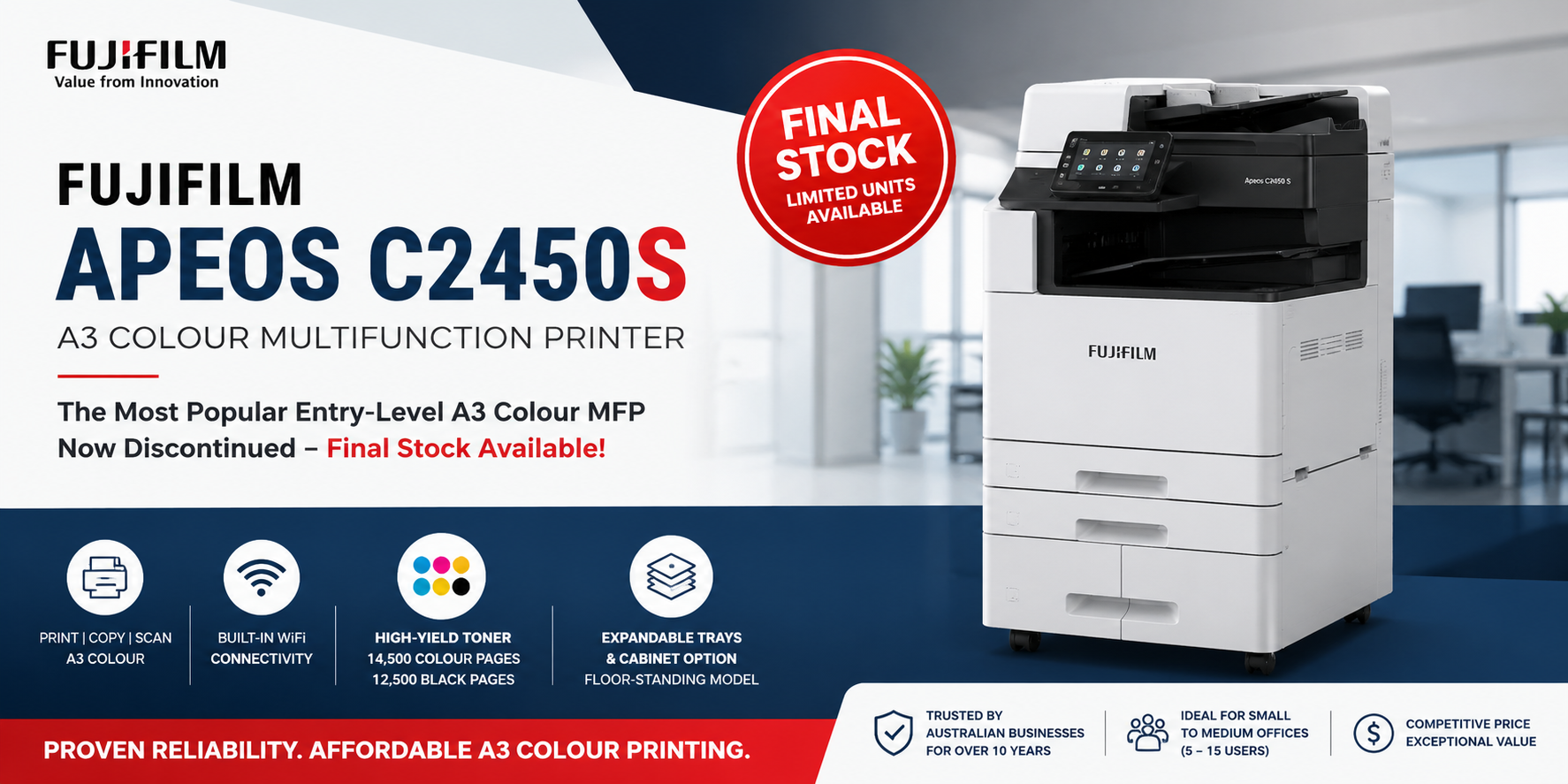 Fujifilm Apeos C2450S A3 Colour MFP Review | Final Stock Australia