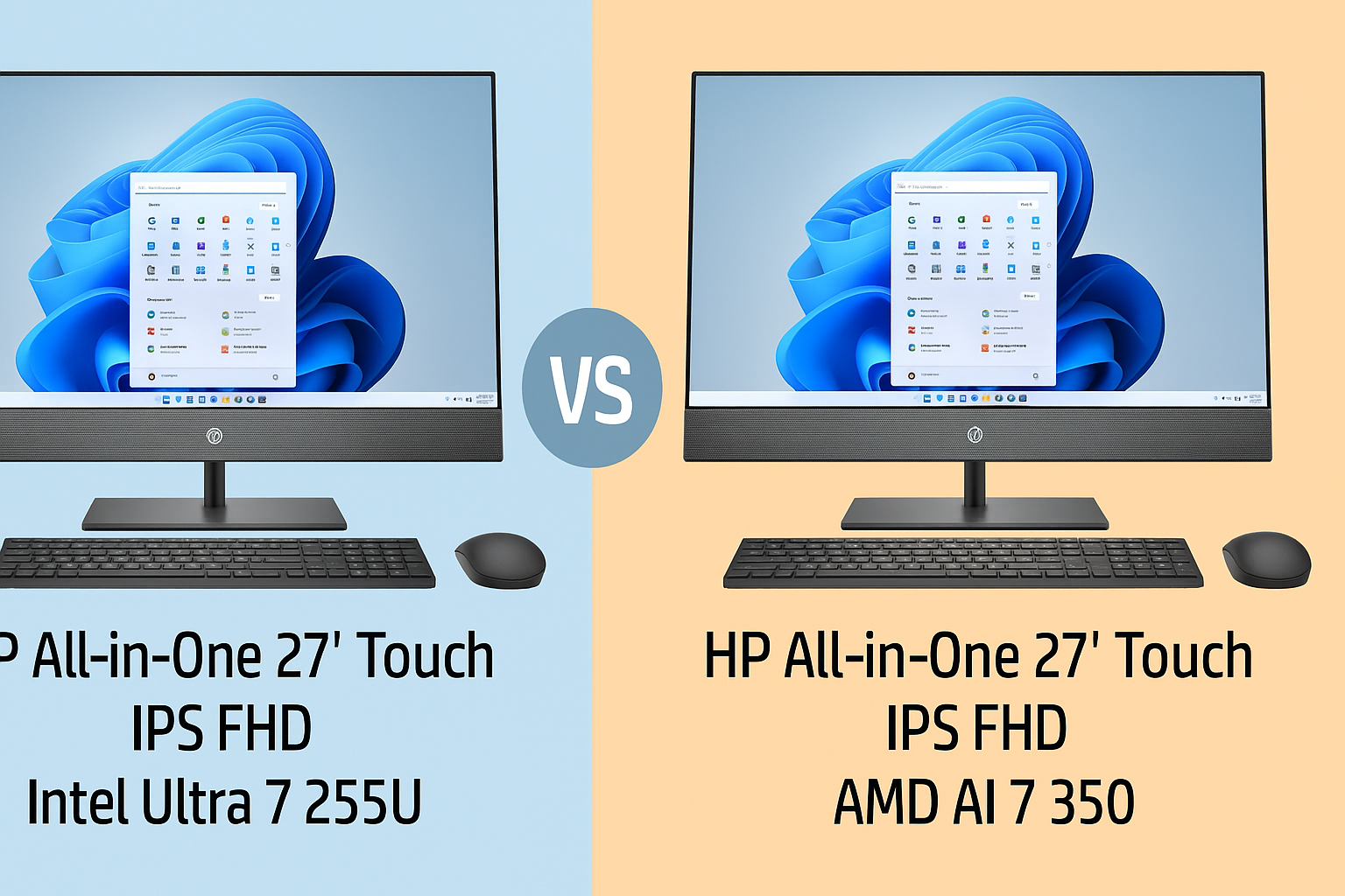 HP 27” All-in-One Desktop Showdown: Intel Ultra 7 255U vs. AMD Ryzen AI 7 350