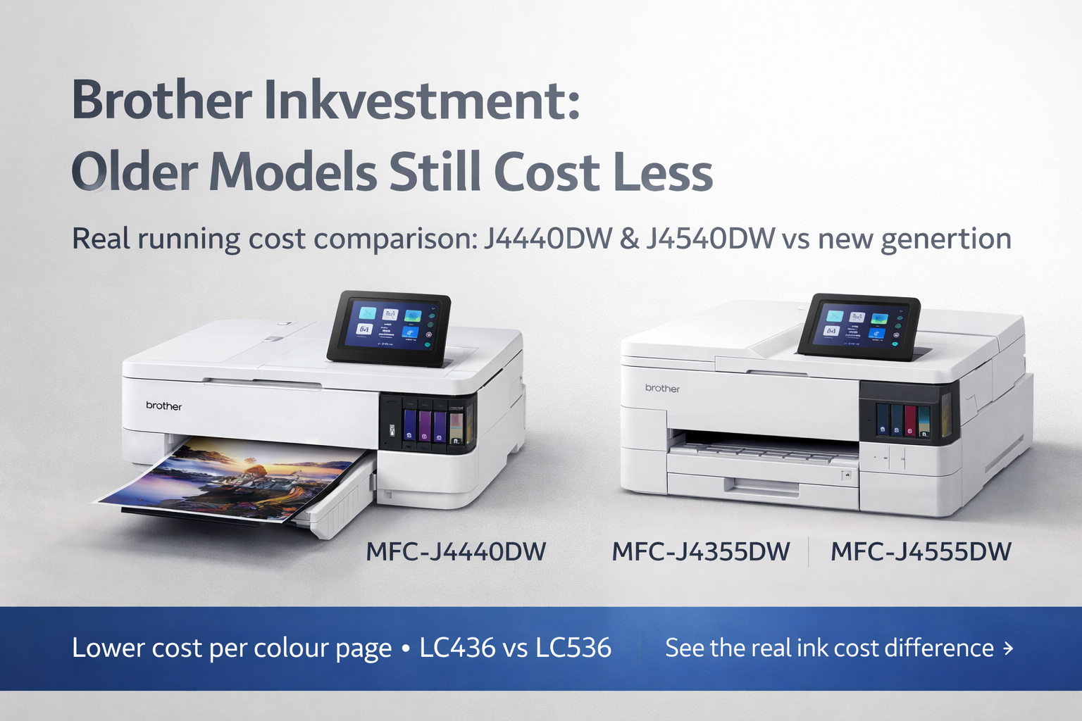 Brother Inkvestment Printers Compared: Why Older MFC-J4440DW & MFC-J4540DW Still Cost Less to Run Than New Models