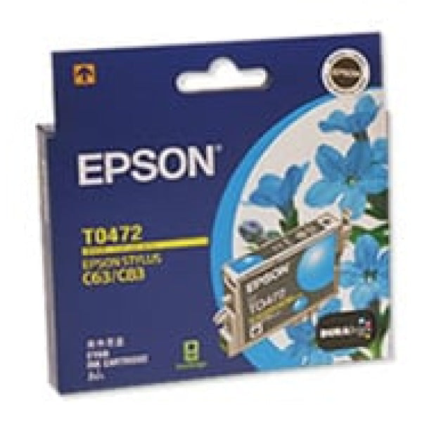 1 X Genuine Epson T0472 Cyan Ink Cartridge -
