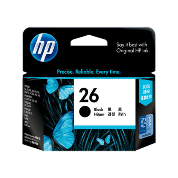 1 X Genuine Hp 26 Black Ink Cartridge 51626Aa -