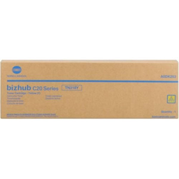 1 X Genuine Konica Minolta Bizhub C20 Yellow Toner Cartridge Tn318Y Aodk253 -