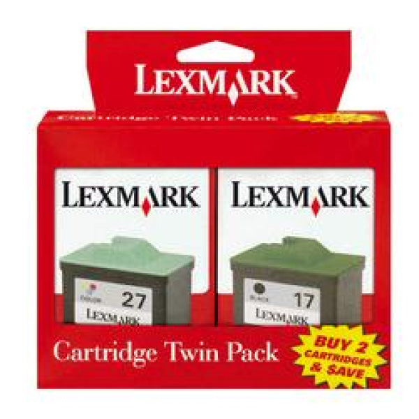 1 X Genuine Lexmark #17 #27 Black & Colour Ink Cartridge Twin Pack Tpanz02 -