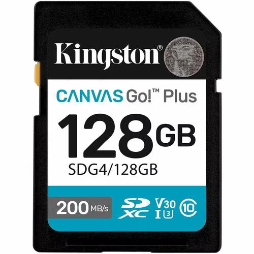Kingston Canvas Go! Plus 128GB SD Memory Card Class 10/UHS-I (U3) V30 SDXC - 200 MB/s Read