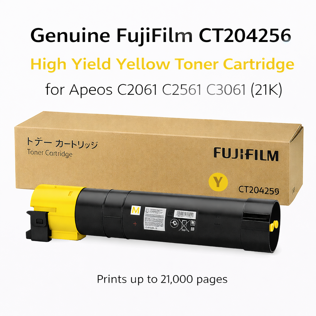 Genuine FujiFilm CT204256 High Yield Yellow Toner Cartridge for Apeos C2061 C2561 C3061 (21K)