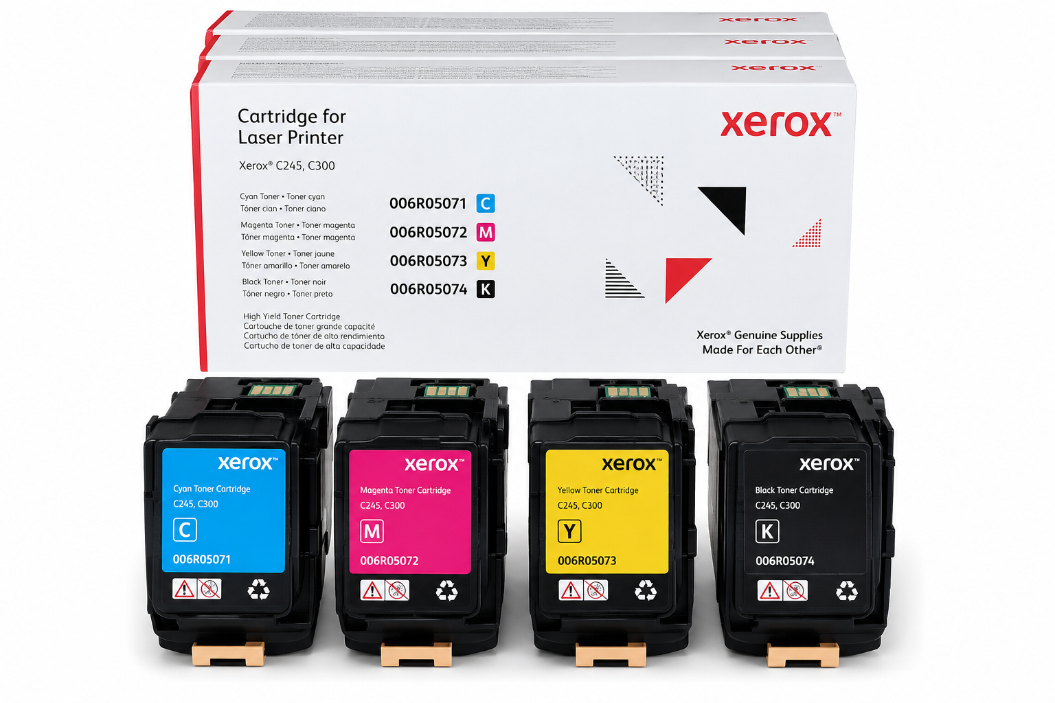 Genuine Xerox 006R05071- 006R05074 High Yield CMYK Toner Cartridge Set for C245 C300
