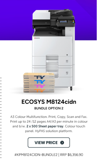 Kyocera ECOSYS M8124cidn A3 Colour Multifunction Printer with Paper Feeder +BONUS: TK8119 C/M/Y/K Toner Set