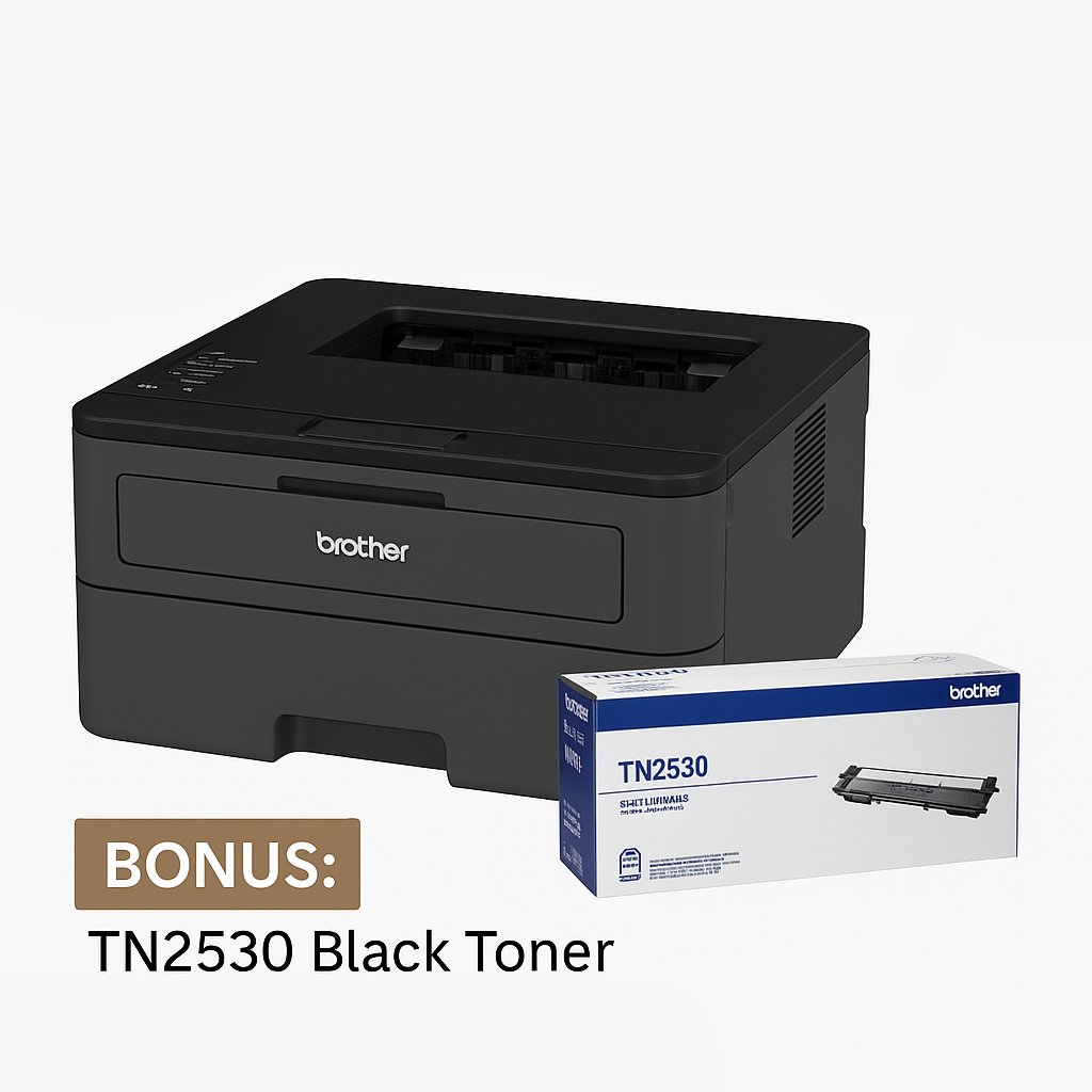 Bundle: Brother HL-L2445DW A4 Wireless Mono Laser Printer+BONUS: TN2530 Black Toner (Up to 1.2K Pages)