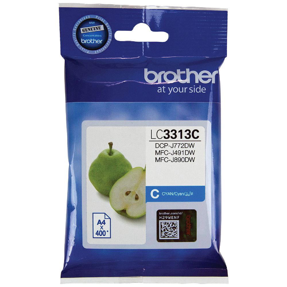 Bundle: 4x Pack Genuine Brother LC-3313 C/M/Y/K Ink Cartridge Set for MFC-J890DW MFC-J491DW
