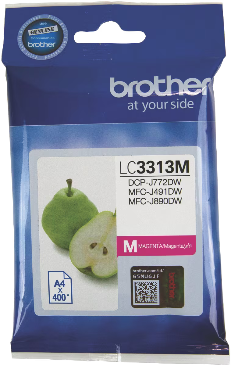 Bundle: 4x Pack Genuine Brother LC-3313 C/M/Y/K Ink Cartridge Set for MFC-J890DW MFC-J491DW