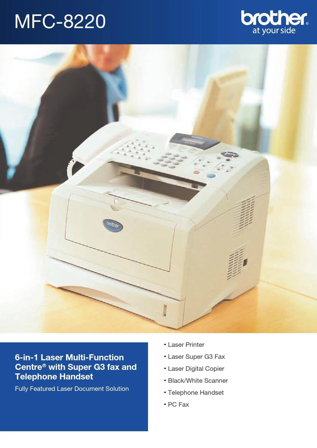 *CLEAR!* Brother MFC-8220 B&W Laser Multifunction Printer Copier Scanner FAX+Handset