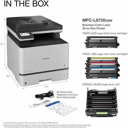Brother MFC-L8730cdw A4 Business Colour Laser Multifunction Printer 31PPM (NZ)