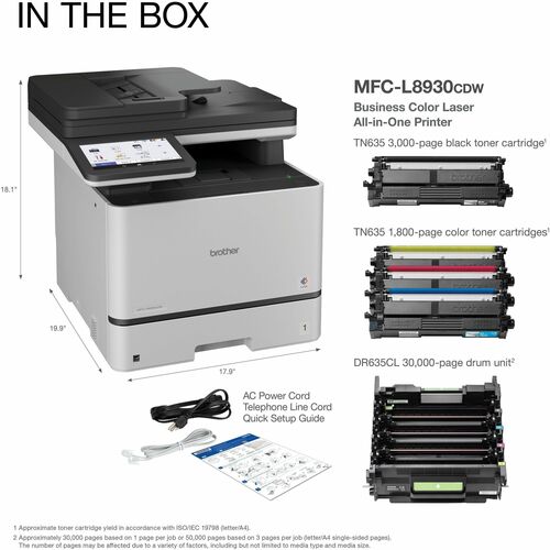 Brother MFCL8930CDW A4 Colour Laser Multifunction Printer for Business / Education / Medical Centre