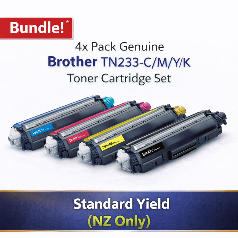 *Bundle!* 4x Pack Genuine Brother TN233-C/M/Y/K Toner Cartridge Set Standard Yield (NZ Only)