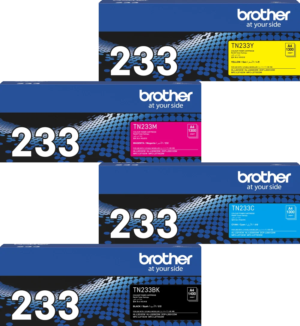 *Bundle!* 4x Pack Genuine Brother TN233-C/M/Y/K Toner Cartridge Set Standard Yield (NZ Only)