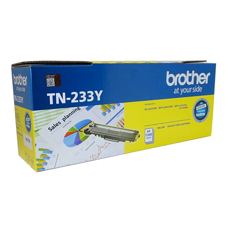 Genuine Brother TN233Y Yellow Toner Cartridge Standard Yield 1300 Pages Yield (NZ Only)