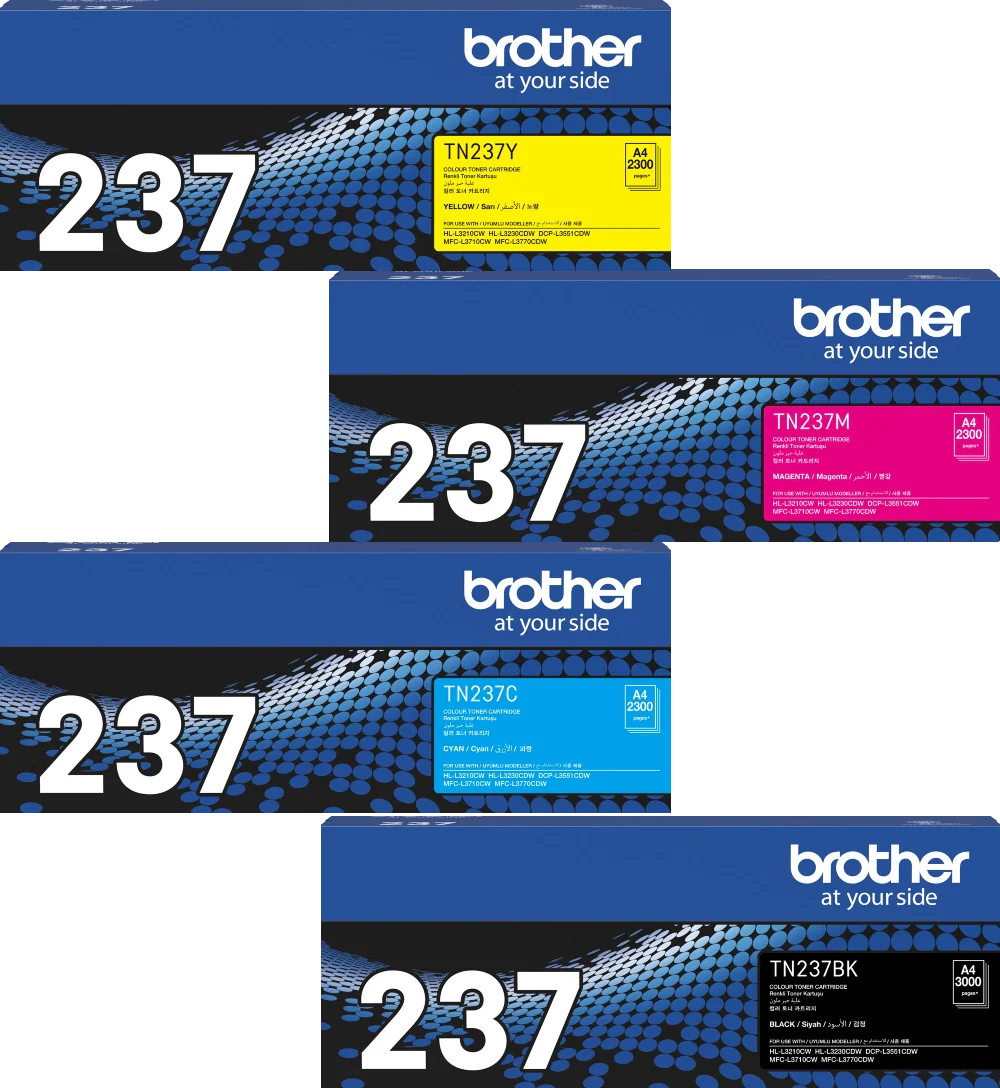 4x Genuine Brother TN-237 C/M/Y/K High Yield Toner Cartridge Set (NZ Only)