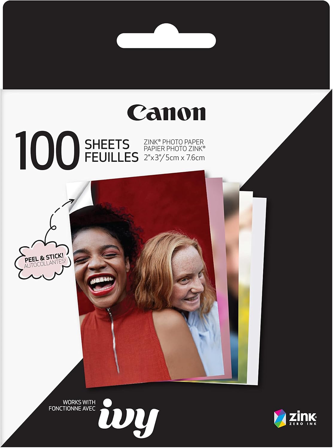 Canon Zink™ Sticky Back Photo Paper Pack (100 Sheets) for Ivy CLIQ +2 Instant Camera Printer