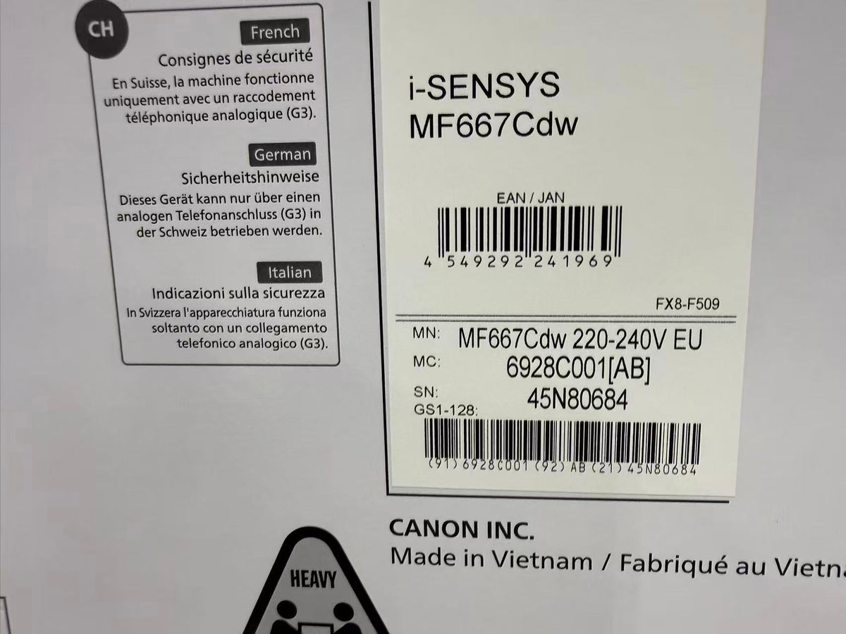 Canon i-SENSYS MF667CDW A4 Colour Laser Wireless Multifunction Printer Duplex ADF Fax 25PPM