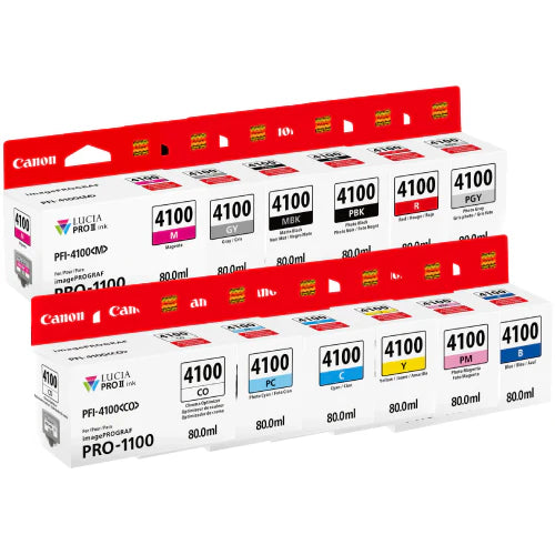 Bundle: 12x Pack Canon PFI-4100 Ink Cartridge Set (1MBK,1C,1M,1Y,1R,1GY,1CO,1PBK,1PC,1PM,1PGY,1B)