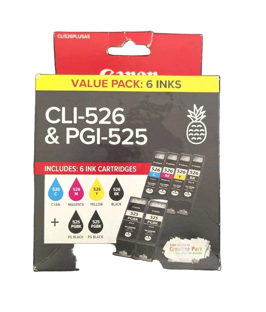 *Bundle* Canon CLI526-C/M/Y/K and 2x PGI525 Ink Cartridges Value Pack for MX885 MX895 MG8250