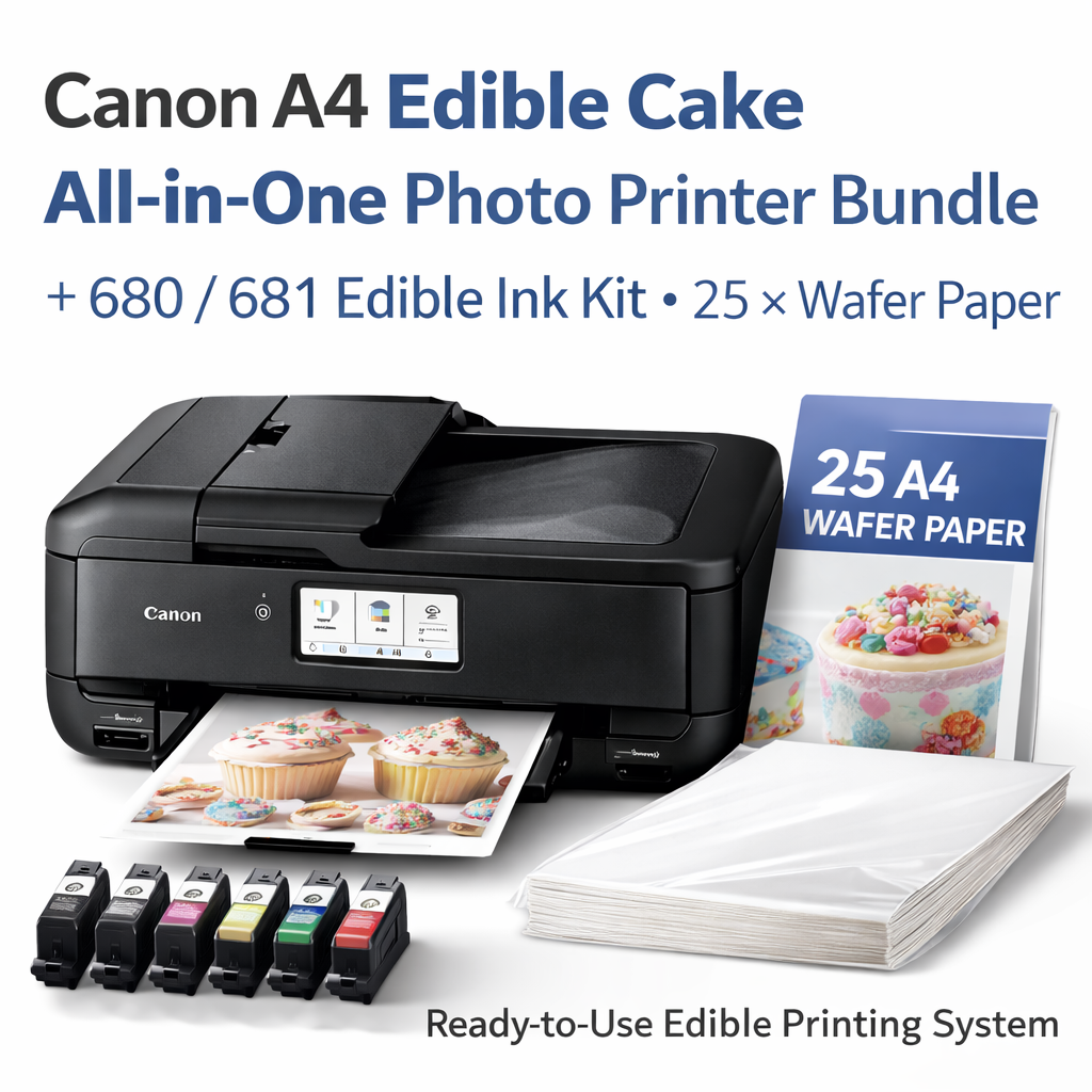 *Bundle* Canon A4 Edible Image Printer+PGI680/CLI681 Edible Ink Bottle Kit+Wafer Paper Pack