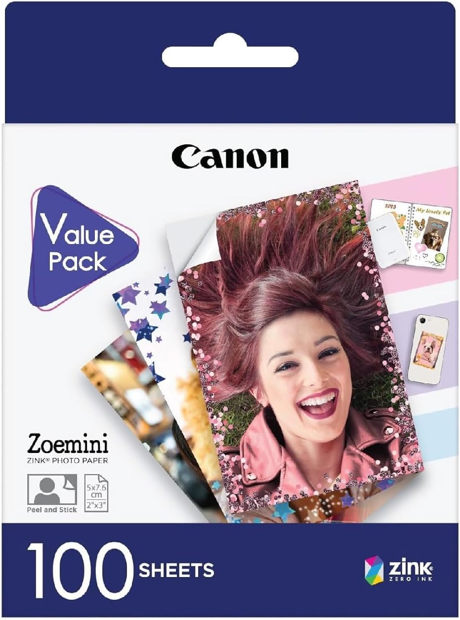 100x Sheets Canon Self Adhesive 2x3" Zink™ Photo Paper for Zoemini 2 Photo Printer