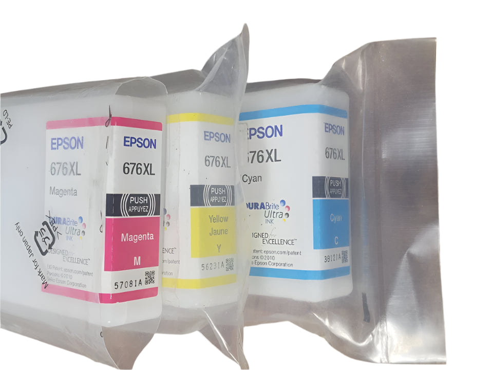 Bundle: 3x Pack Genuine Epson #676XL C/M/Y Colour Ink Cartridge Value Pack (Unboxed)