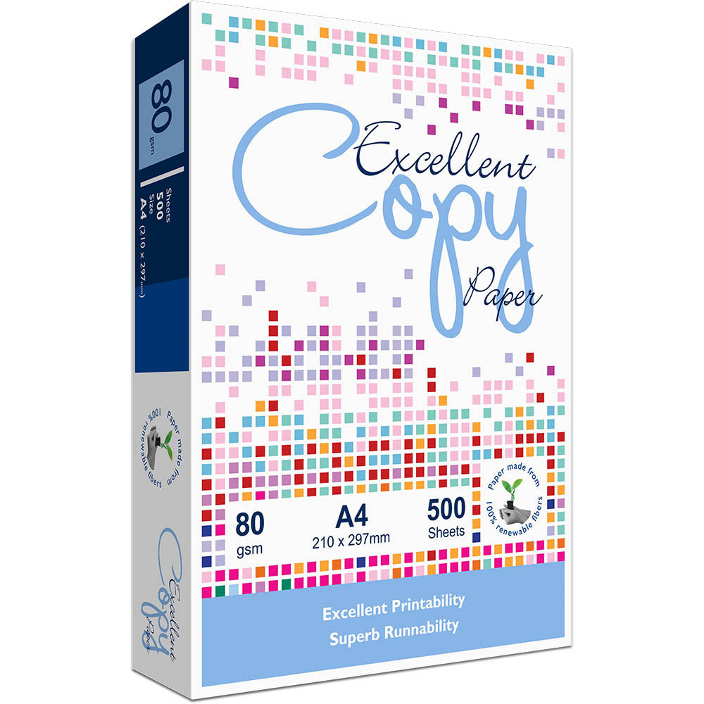 *New!* Excellent A4 Copy Paper – 80 GSM, Premium White, 500 Sheets per Ream