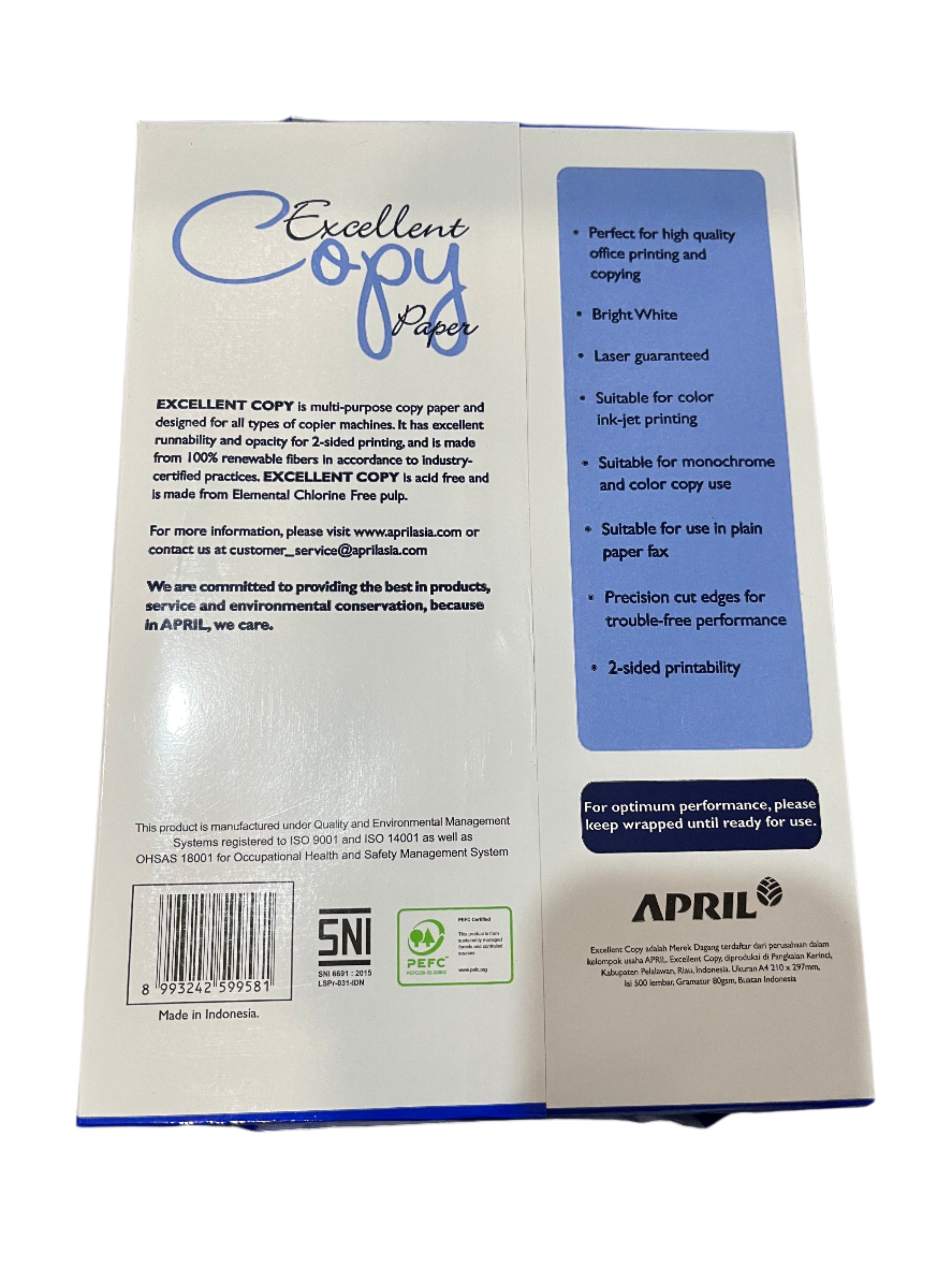 *New!* Excellent A4 Copy Paper – 80 GSM, Premium White, 500 Sheets per Ream