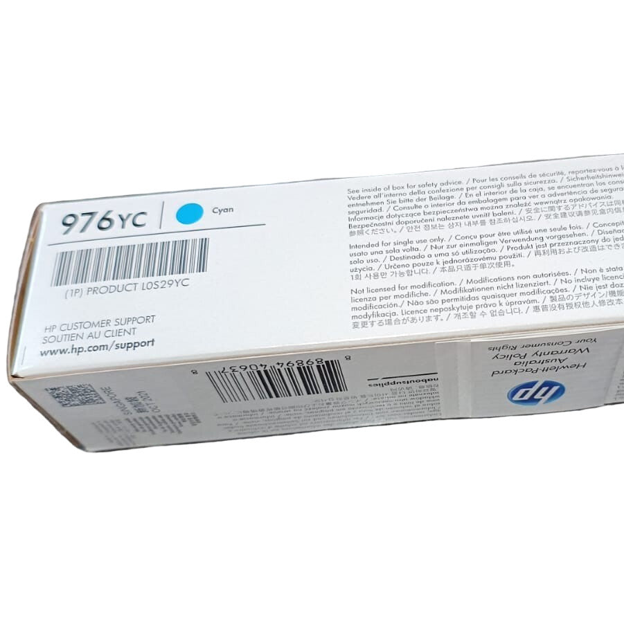 Genuine HP #976Y Cyan Ink Cartridge L0R05A for PageWide Pro 552dw 577z P55250dw P57750dw (13K)