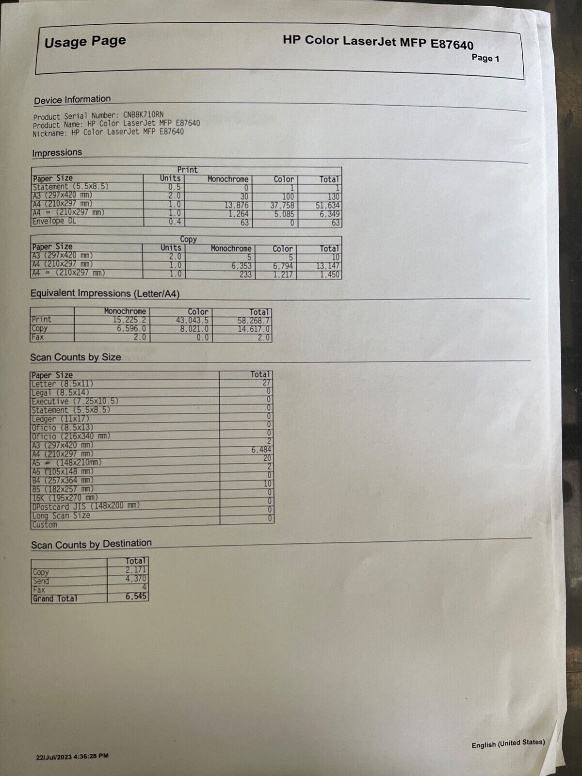 *RFB* HP Color LaserJet Managed MFP E87640dn 40ppm A3 Colour Multifunction Laser Printer+Additional Trays *Ex-Leasing Unit*