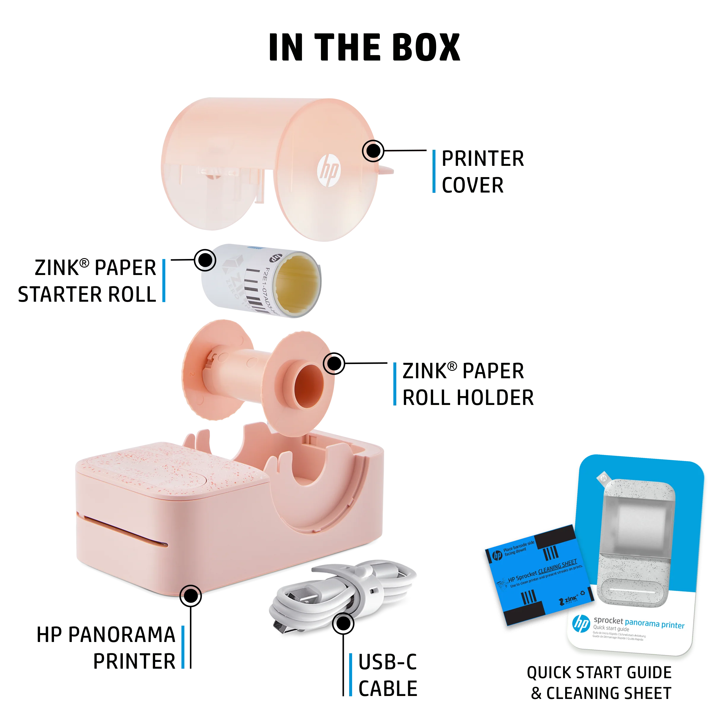 *NEW!* HP Sprocket Panorama Instant Portable Color Label & Photo Printer (Pink)