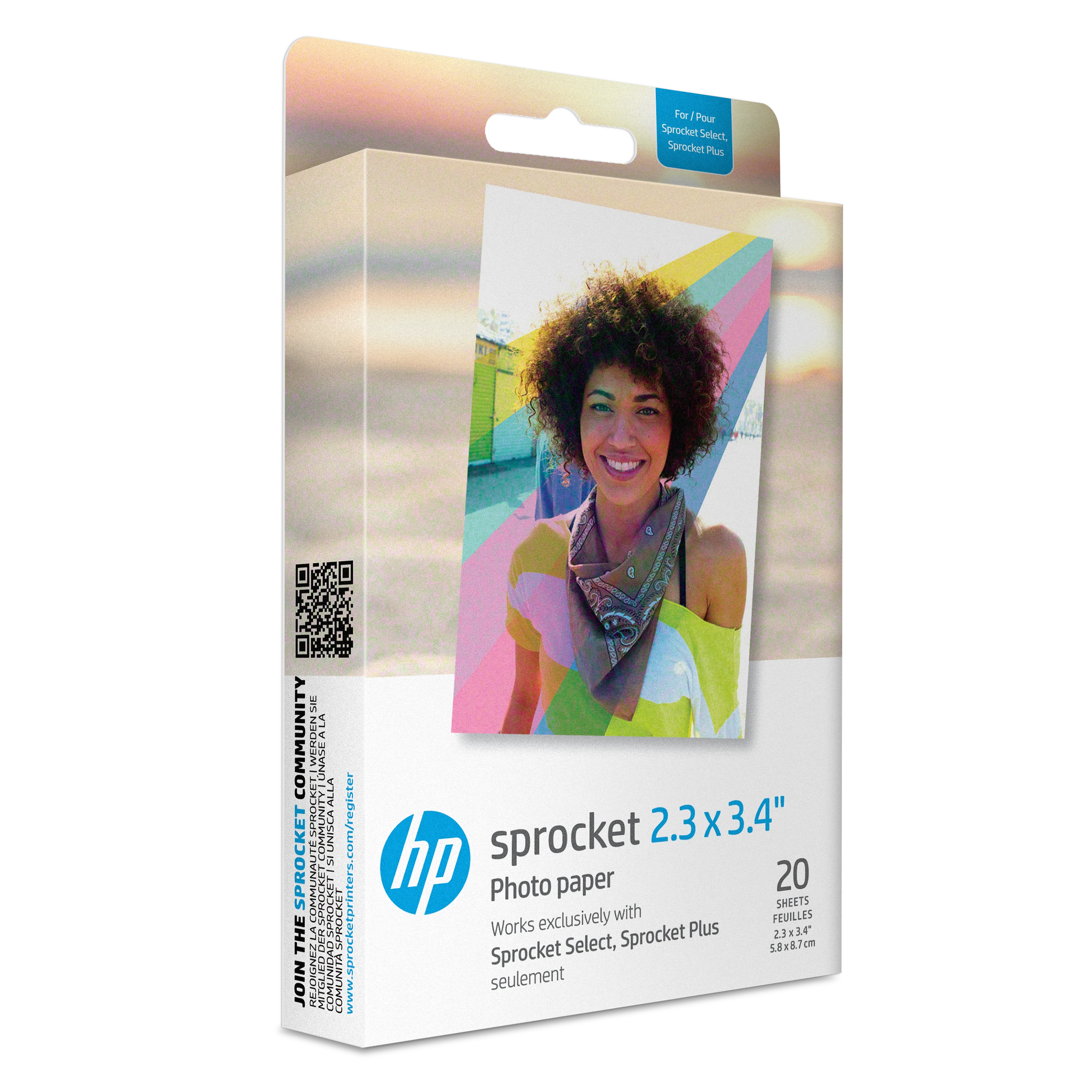 HP Sprocket 2.3" x 3.4" Premium Zink Sticky Back Photo Paper (20 Sheets) HPIZL2X320