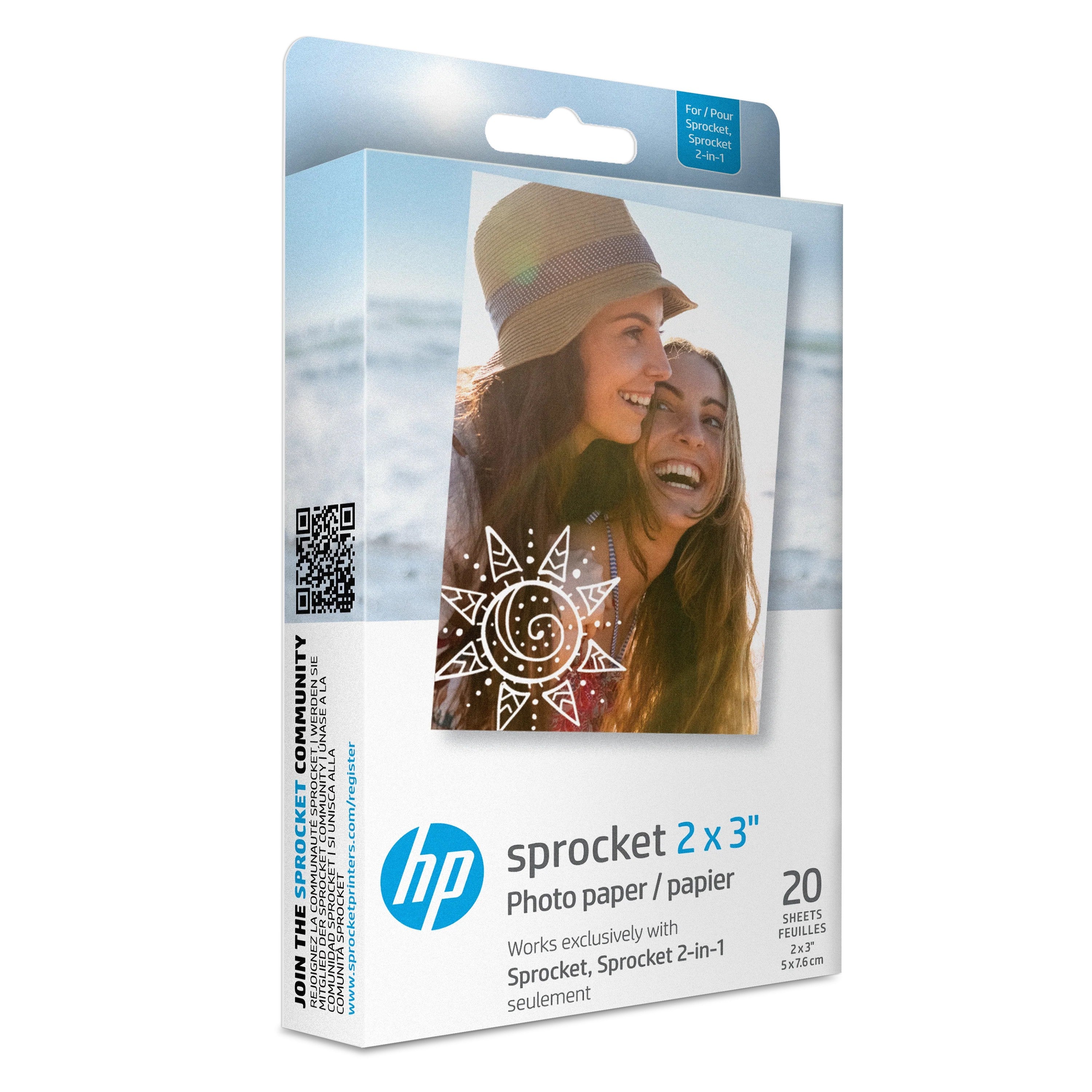 *Bundle* HP Sprocket Portable 2x3" Instant Photo Color Printer (Black Noir) Zink Paper+Carry Case