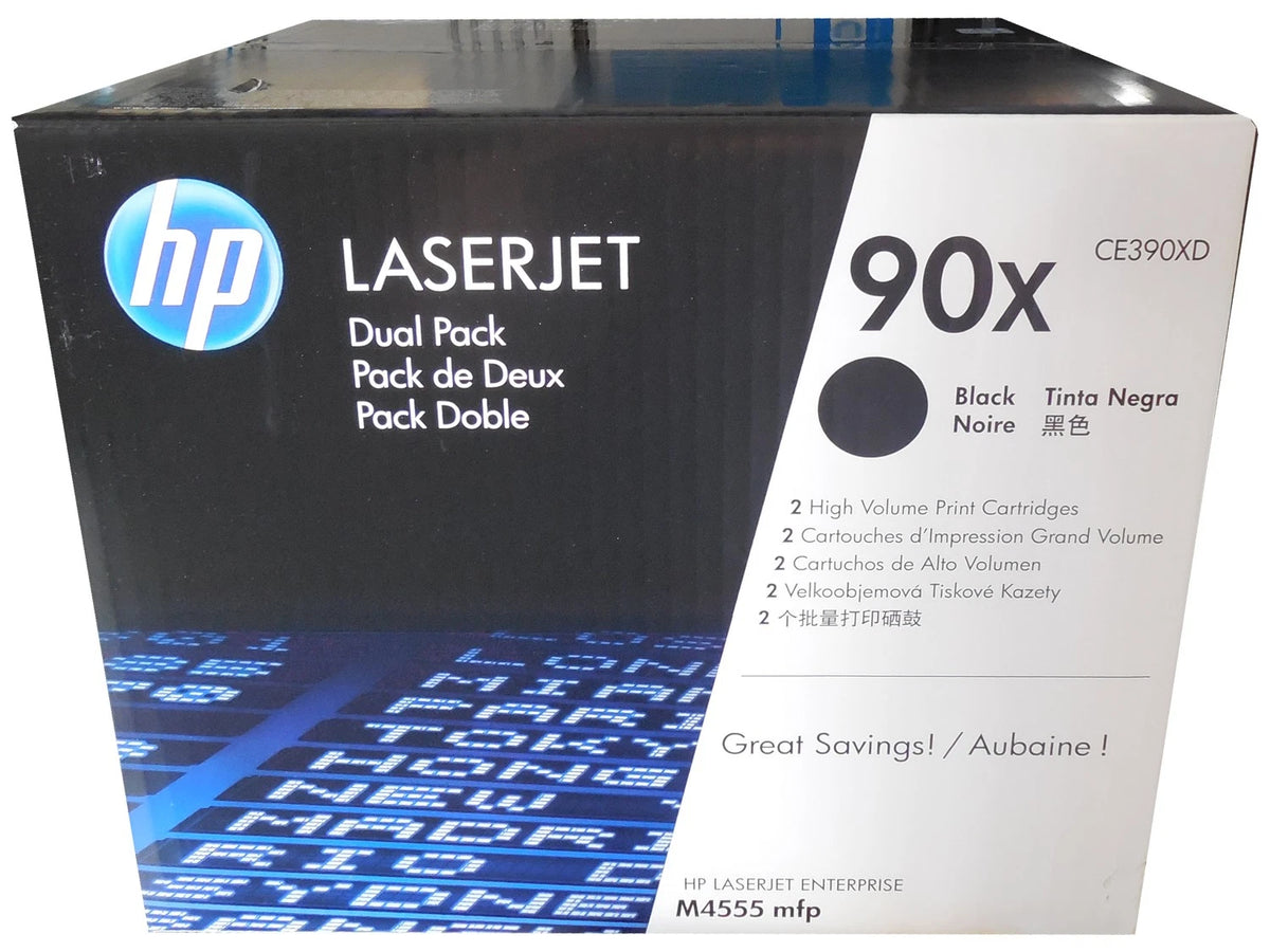 2x Genuine HP CE390XD Black High Yield Toner Cartridge #90X 48K Twin Pack