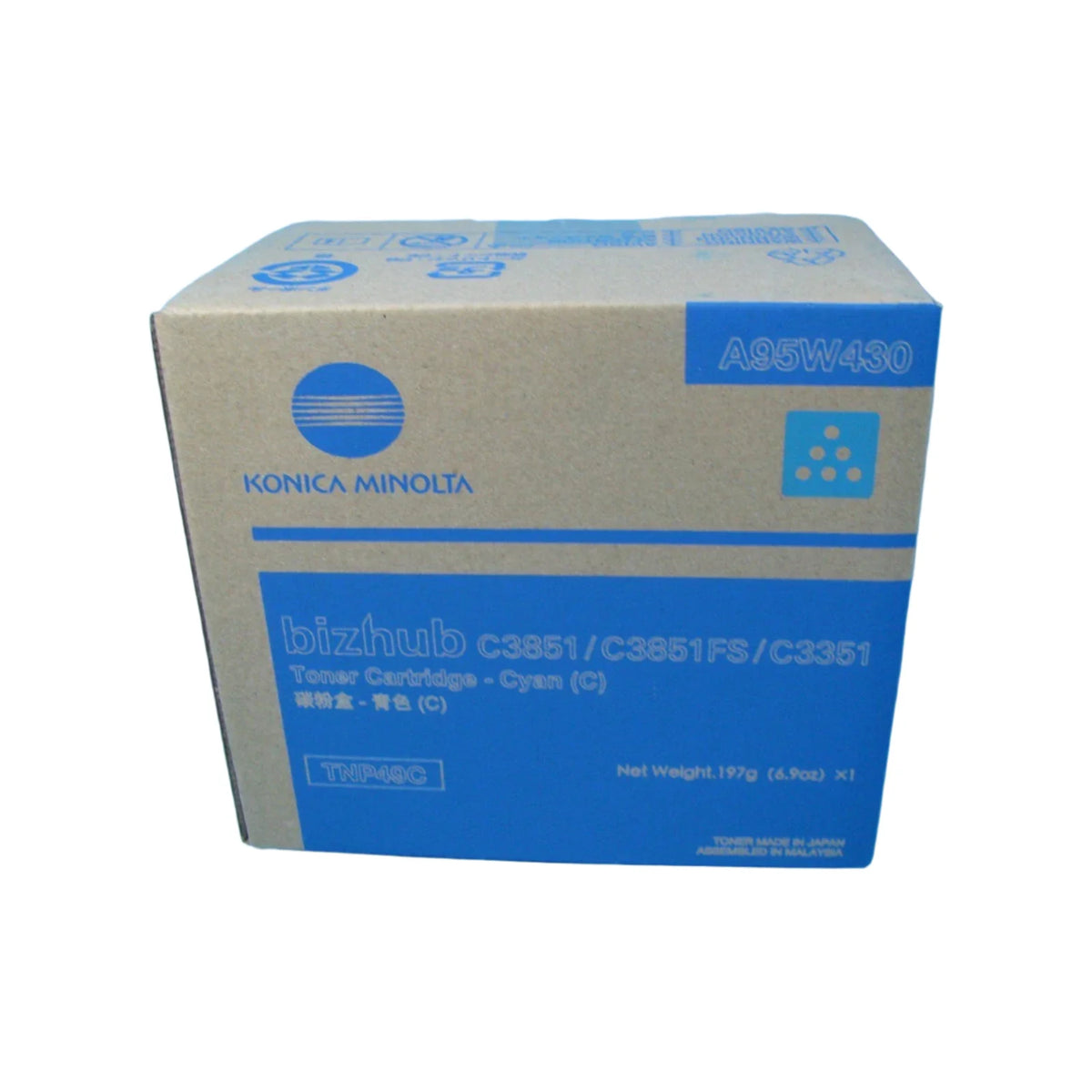 Genuine Konica Minolta Bizhub C3351 C3851 Cyan Toner Cartridge TNP49C A95W490