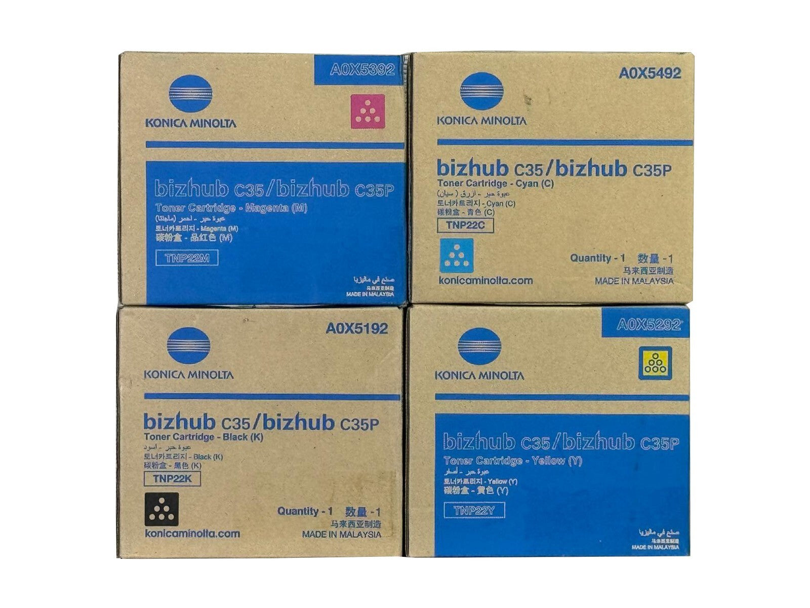 *Bundle* 4x Pack Genuine Konica Minolta Bizhub C35 TNP22 C/M/Y/K Toner Cartridge Set