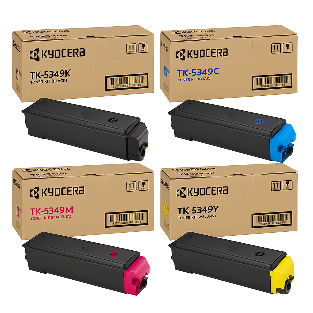 Bundle: 4x Pack Genuine Kyocera TK-5349 C/M/Y/K Toner Cartridge Set for TASKalfa 352ci