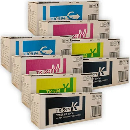 8x Pack Genuine Kyocera TK-594 C/M/Y/K Toner Cartridge TK594K TK594C TK594M TK594Y (2x SET)