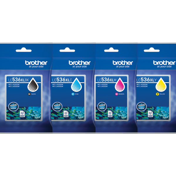 4x Pack Brother LC536XL Ink Cartridge Set High Yield for MFC-J4355DW MFC-J4555DW