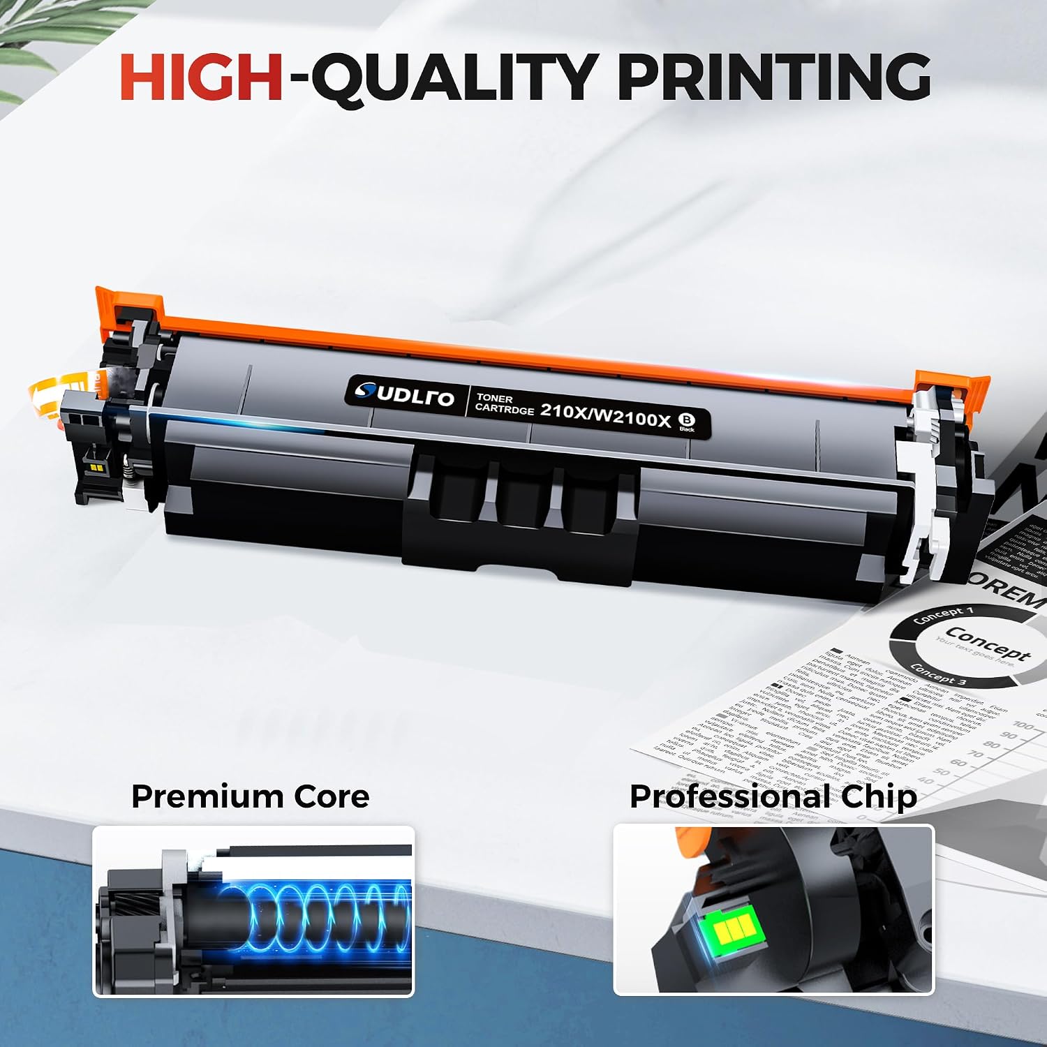 OZ #210X High Yield Compatible Toner Set for HP Color LaserJet Pro MFP 4301dw 4301fdw Pro 4201dw 4201dn W2100X-W2103X