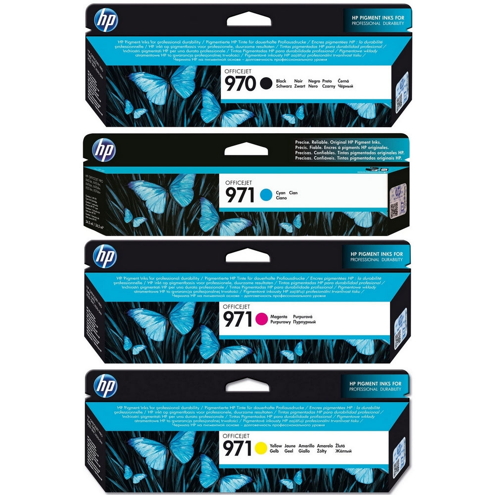 Bundle: 4x Pack Genuine HP #970BK+971-C/M/Y Ink Cartridge Set (1BK,1C,1M,1Y) CN621AA CN622AA CN623AA CN624AA