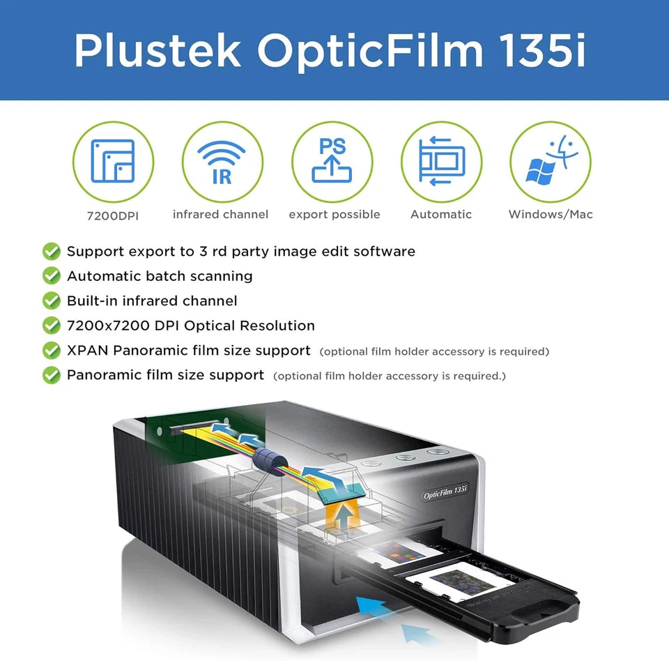 Plustek Opticfilm 135i Ai 35mm Film Scanner+Infrared Built-in+SilverFast Ai Studio 9 Bundle