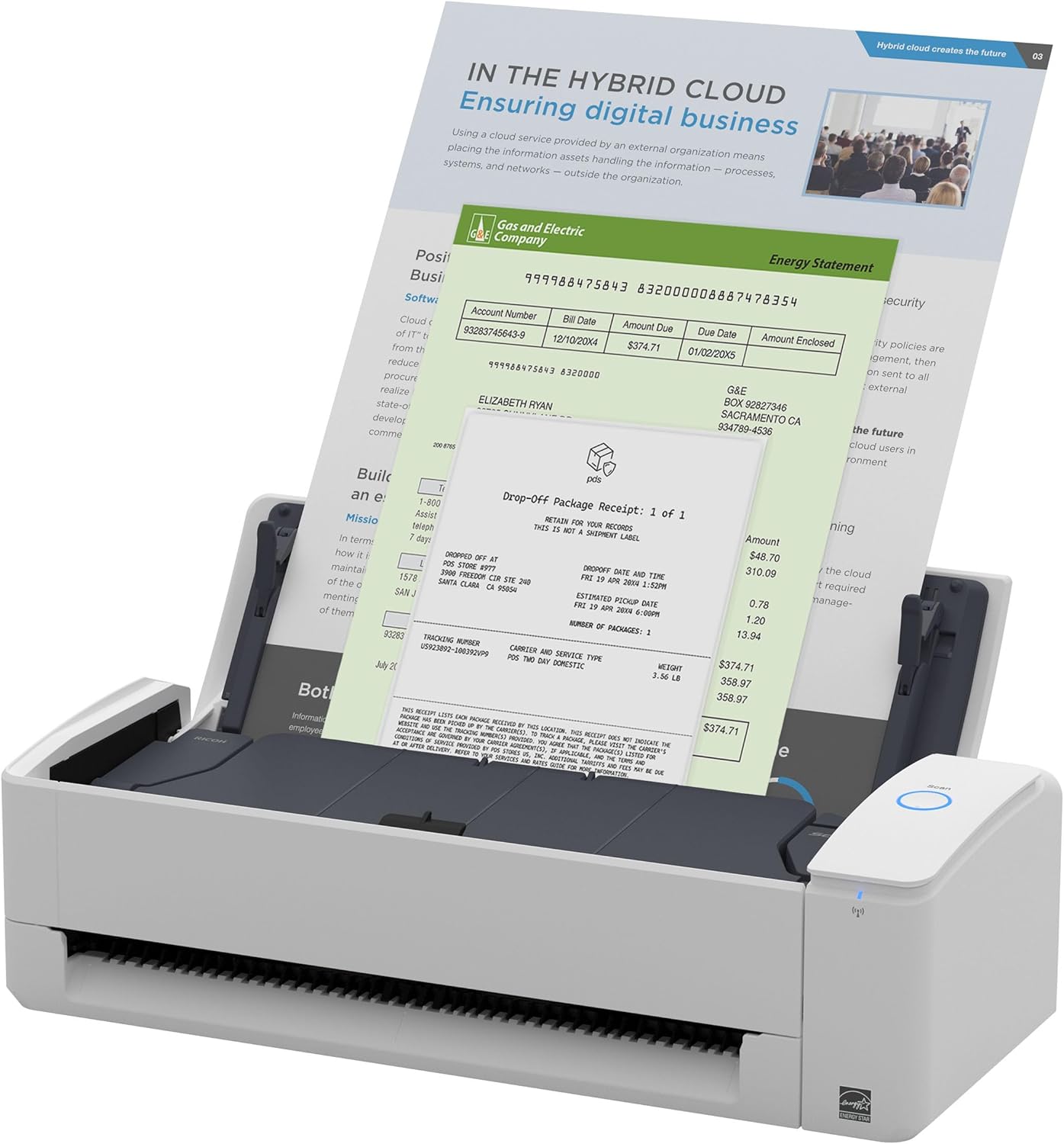 Ricoh/Fujitsu Scansnap IX1300 Compact A4 DOCUMENT Wi-Fi SCANNER 30PPM USB3.2 (WHITE)