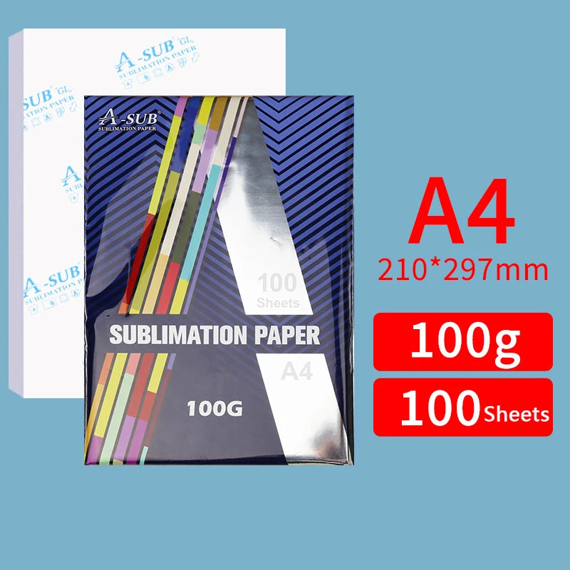 A-SUB A4 Sublimation Paper 100gsm 100 Sheets 210x297mm for Heat Press Printing