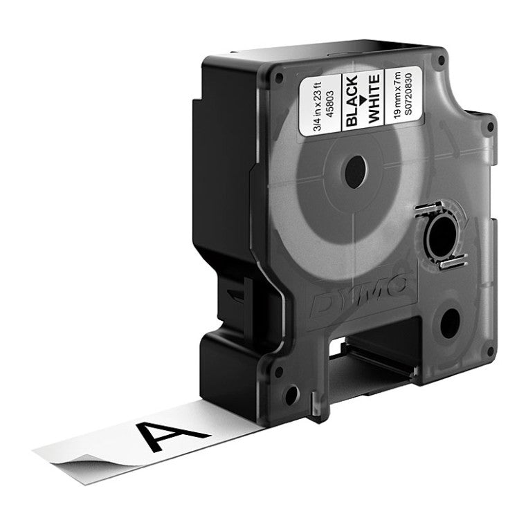 Genuine Dymo D1 Black-on-White Label Tape 19mm x 7m (S0720830 / 45803)