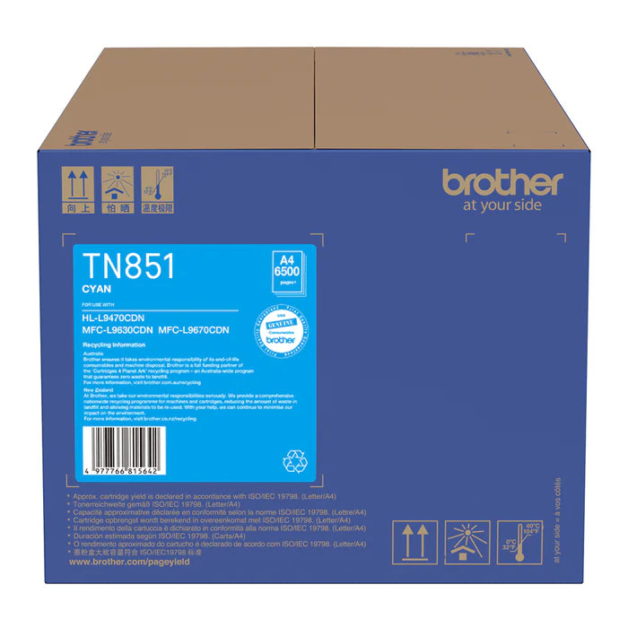 Bundle: 4x Pack Genuine Brother TN-851 C/M/Y/K Toner Cartridge Set (9K/6.5K)