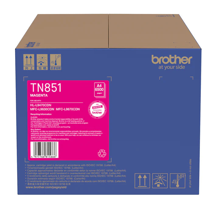 Genuine Brother TN-851 Magenta Toner Cartridge for HL-L9470CDN MFC-L9630CDN MFC-L9670CDN TN851M (6.5K)